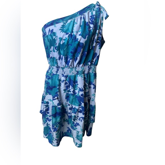 PRETTYGARDEN one shoulder floral Elastic waist Tiered Ruffle Flowy Mini dress - Picture 6 of 7